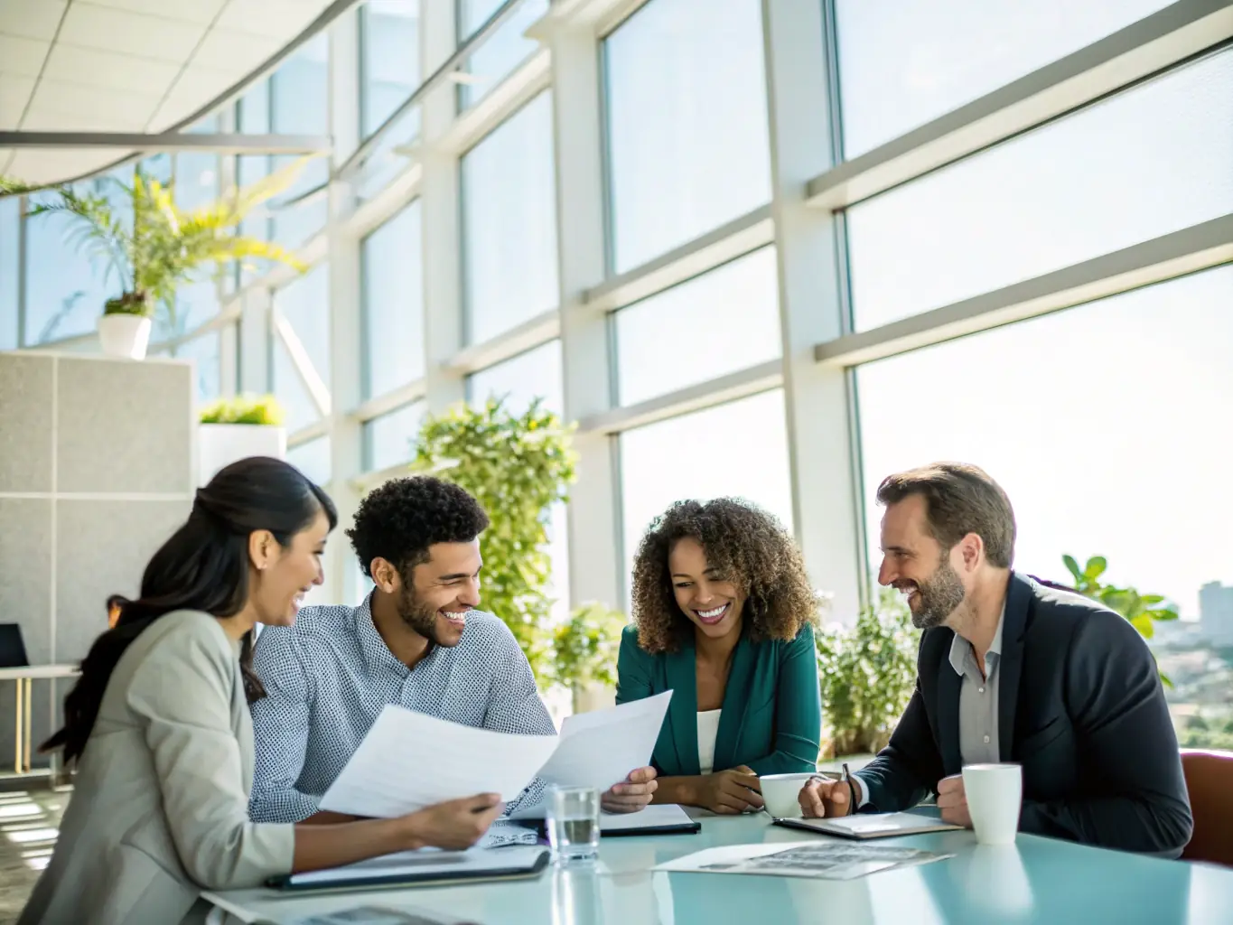 A diverse group of professionals engaged in a mediation session, emphasizing the collaborative approach to dispute resolution.